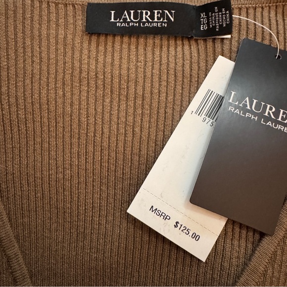 NWT Women RALPH LAUREN Honey Tan Classic   Timeless Blouson light Sweater Spring - Picture 6 of 7